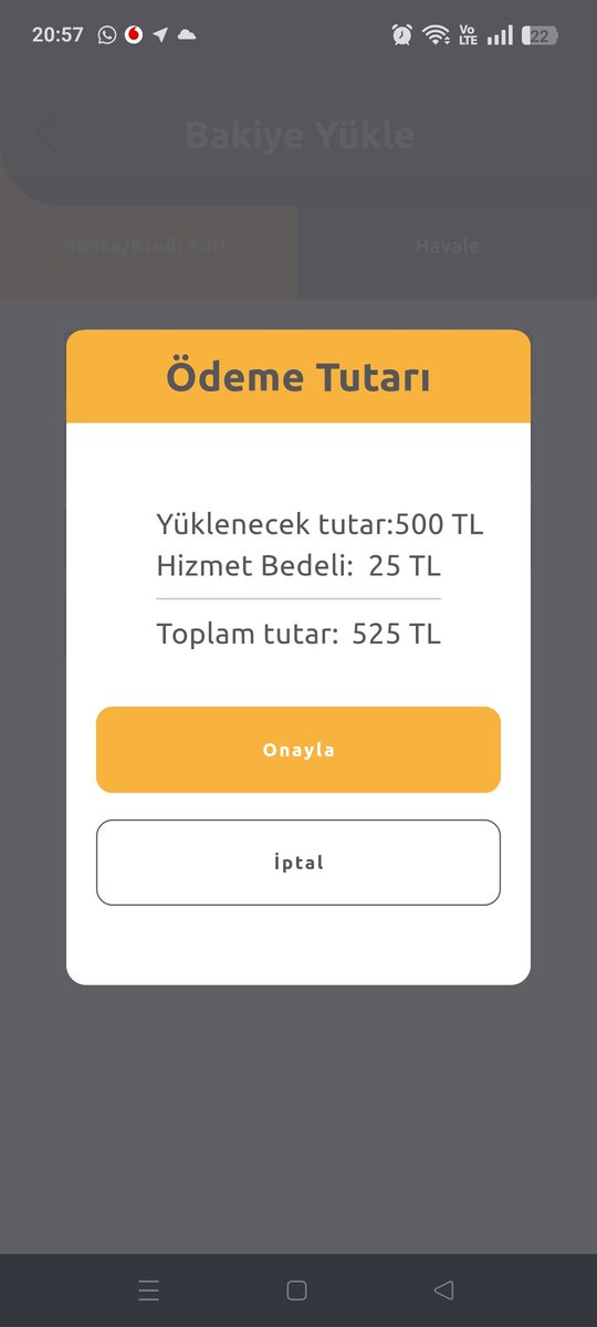 İnternetten HGS yükleme yaptım 25 TL hizmet bedeli