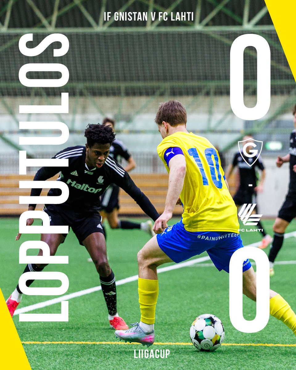 Pas de but, et donc pas de vainqueur dans ce duel entre Gnistan et Lahti. 🤝🏼

Mauvaise opération de Lahti qui pouvait sécuriser son billet en demies aujourd'hui, il faudra désormais impérativement battre Mariehamn le 5 Mars pour cela ! 🔜