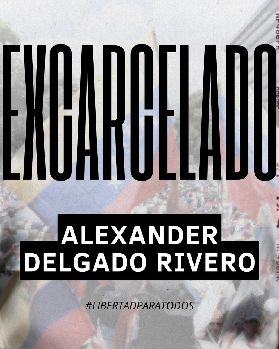 #URGENTE | Hasta el momento podemos confirmar la excarcelación de: 

Felix Gustavo Montoya Melo.
Mario La Paz Olivares Moreno.
Arnaldo José Olivares Moreno.
Alexander Nemecio Delgado Rivero.

Las excarcelaciones parciales no son un favor.
Son una obligación del Estado frente a