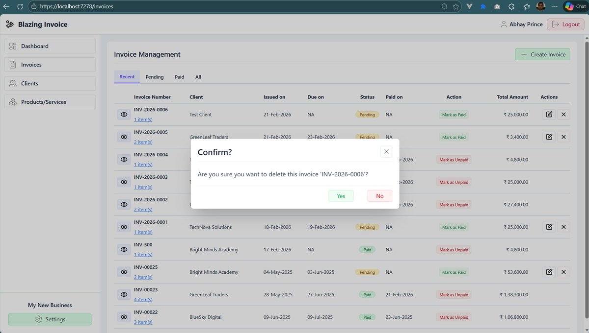 AbhayPrince3's tweet photo. I recently built an Invoicing Web App using Blazor Interactive Server and Tailwind CSS 4 in .NET 10
I want to share a quick demo of the app
#dotnet #blazor #blazorserver #net10 https://t.co/TEQPCsN5mV