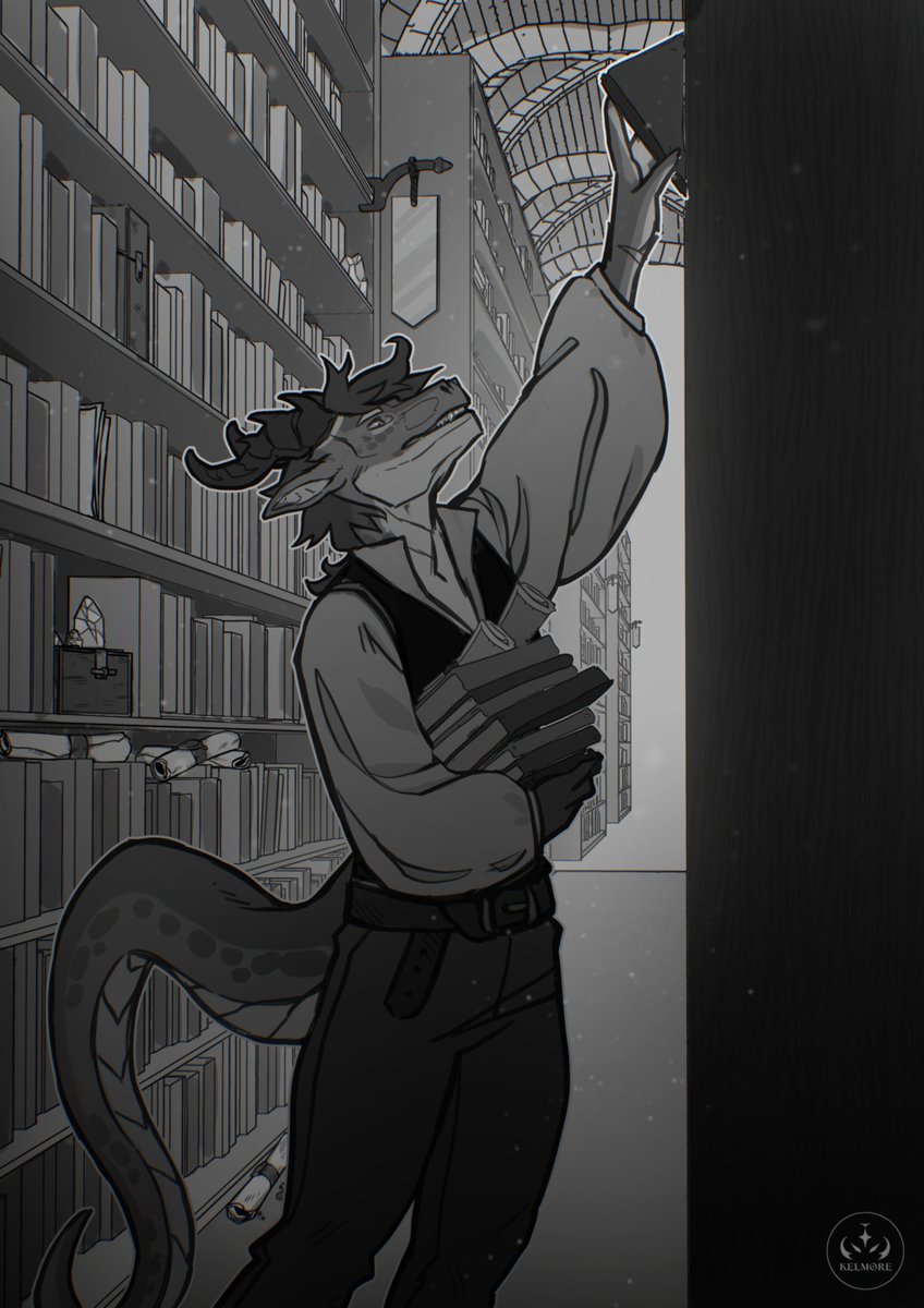Work in progress of Haze the dragon in the biggest library you've ever seen ! ✨