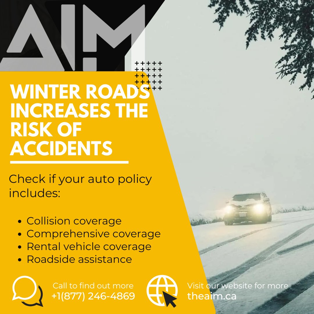 theaimINS's tweet photo. Winter roads increase the risk of accidents. Check if your auto policy includes: 

- Collusion coverage 
- Comprehensive coverage
- Rental vehicle coverage 
- Roadside assistance

Contact us for a quote at +1 (877) 246-4869 or visit us at https://t.co/LLj7x1Aw8D! https://t.co/wPlMe4H7Mk