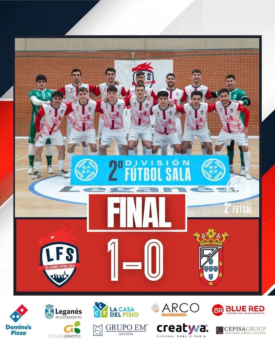 CDLeganesFS's tweet photo. RESULTADOS | 2ªRFEF 1-0 @ua_ceuti

Final y ➕3 para el primer equipo que se lleva un duelo decisivo por la permanencia para apretar la clasificación.
¡Qué manera de conectar a la grada🙌🏻! ¡Qué forma de competir! ¡Qué manera de celebrar🍍! Viva el futsal

⚽Cabañas
#6AñosSoñando https://t.co/KcBdHxkkXU