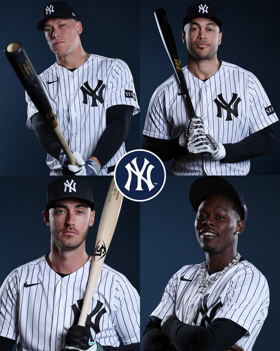 The Bronx Bombers were ready for @Yankees Photo Day
💣 Aaron Judge
💣 Giancarlo Stanton
💣 Cody Bellinger
💣 Jazz Chisholm Jr.