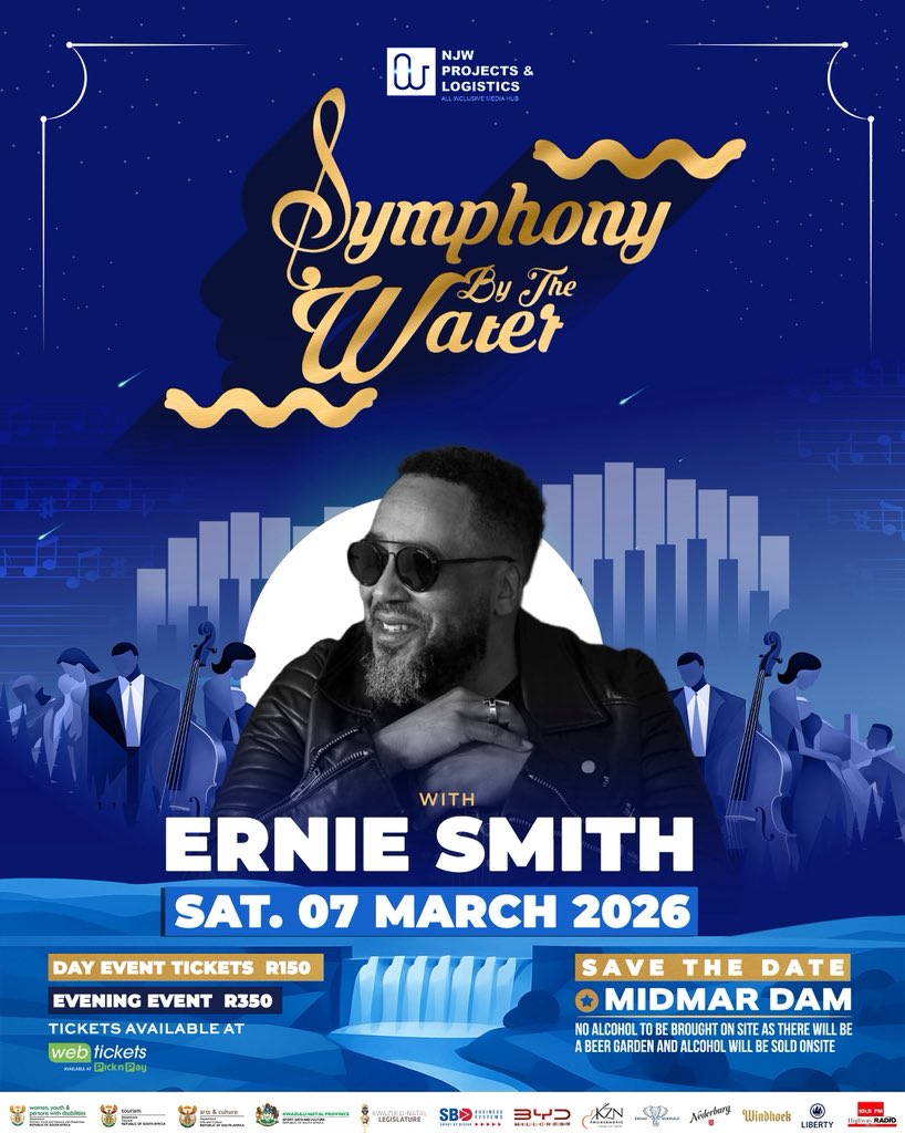 SAfmRadio's tweet photo. mphonebythewater Catch @ErnieSmithzn perfoming live at 2026 Symphony by the Water #Symphonybtw | All roads lead to Madmar Dam
!!!Secure your ticket NOW @webtickets
#symphonebythewater
#MusicMeetsNature https://t.co/qVlYtjvrKD