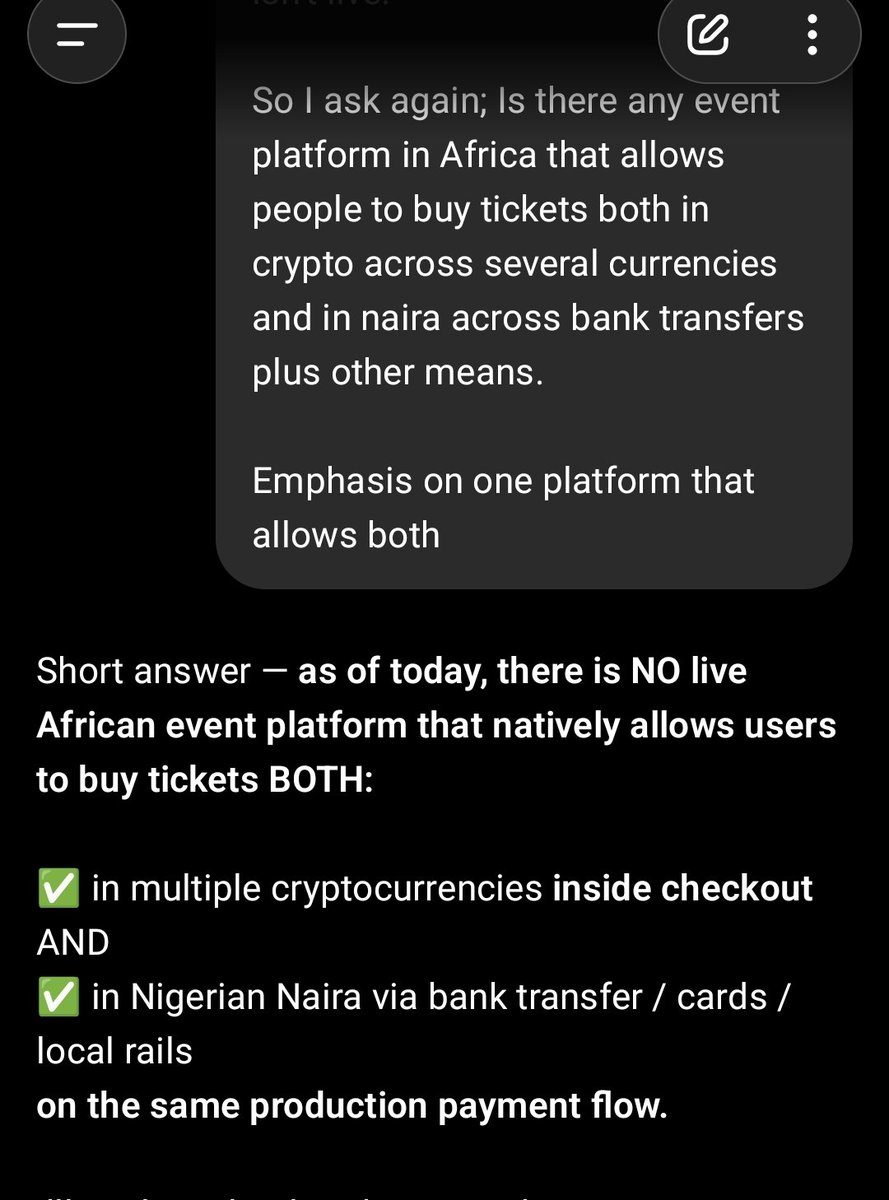 On our way to becoming the first event platform in Africa to automate ticket payments both with crypto and naira across multiple routes.

Stay tuned!