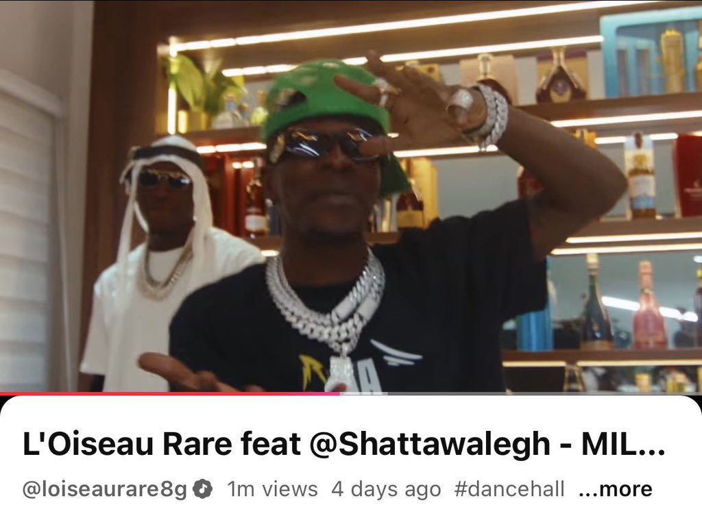 One artiste  from gabon featured Shatta wale  on his song .. the song hit 1Million  views in 4 days … 1don influence 🇬🇭🔥🔥🔥🔥