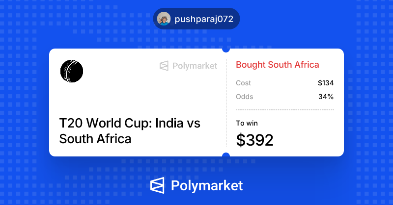 100% agree India is one of the strongest sides this World Cup.
But South Africa’s odds were seriously underrated. Markets don’t price hype, they price probability