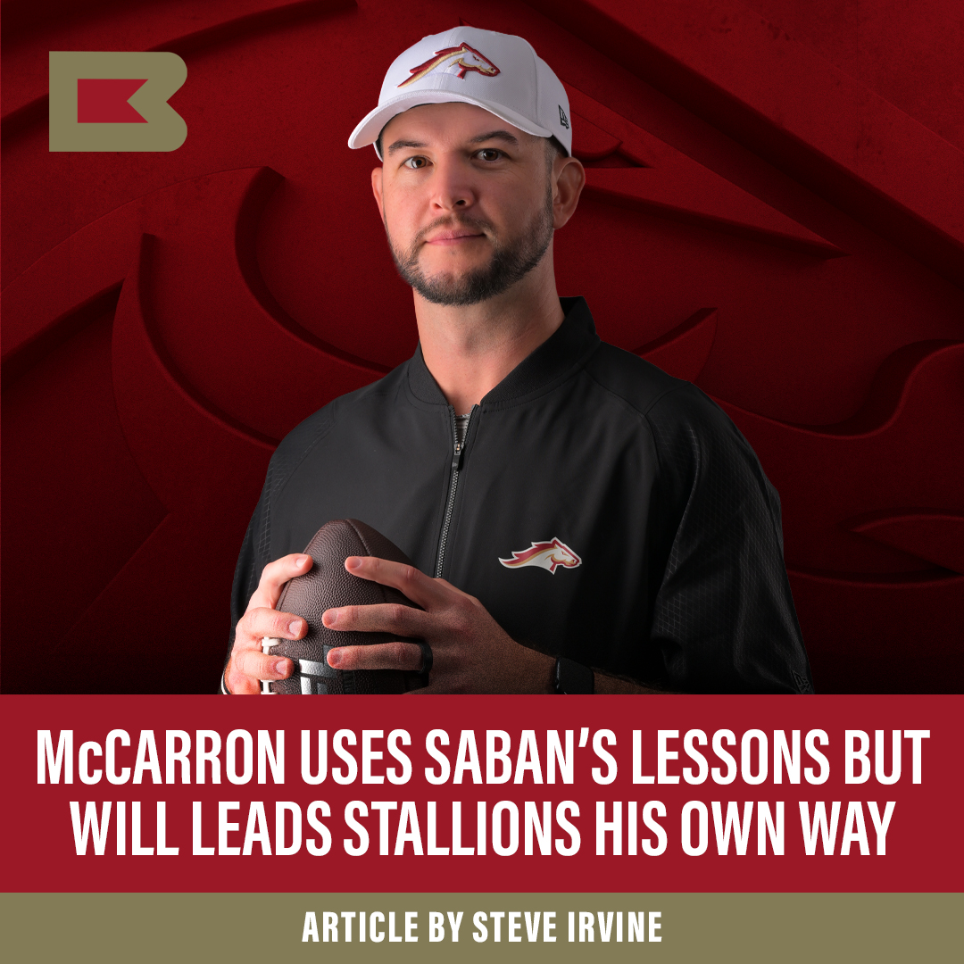 AJ McCarron will use lessons learned from Nick Saban, but he will be his own coach as he leads the Birmingham Stallions. Read more from Steve Irvine at the Banner: bit.ly/476l2oX