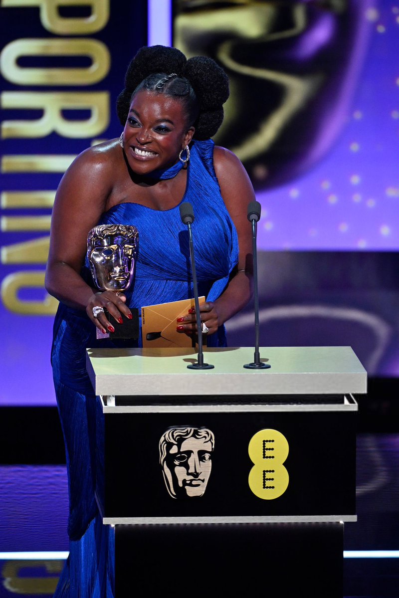 Wunmi Mosaku with her #BAFTAs trophy.