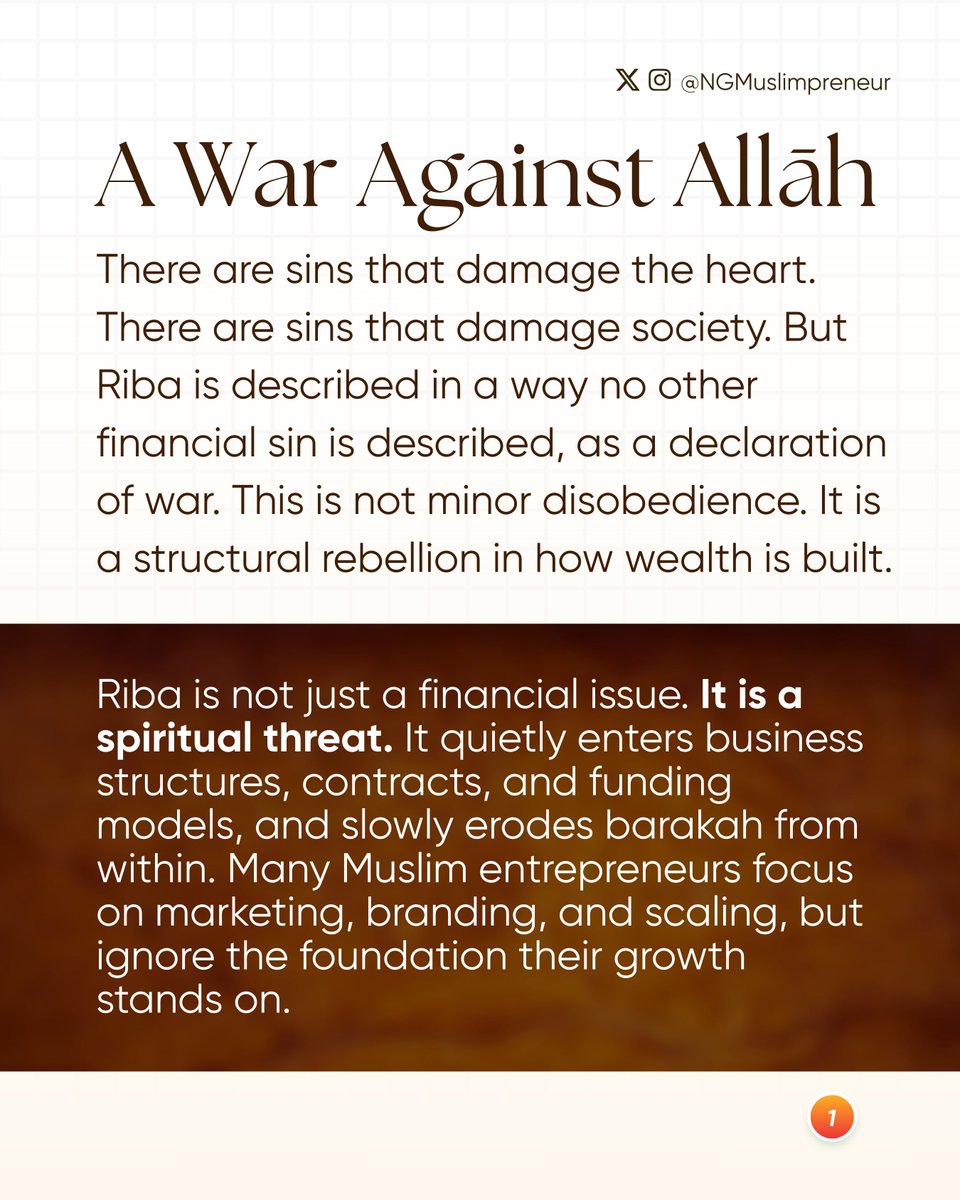 NGMuslimpreneur's tweet photo. There are financial mistakes that cost you money. And then there are financial decisions that cost you barakah.

#Usury #HalalWealth #RamadanBusinessSeries #Muslim #Islam https://t.co/QMr5lRv5rO