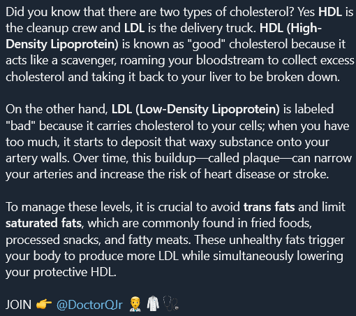 Types of CHOLESTEROL and the difference between them. 

JOIN 👉 <a href="/DoctorQJr/">DoctorQJr</a> 👨‍⚕️🥼