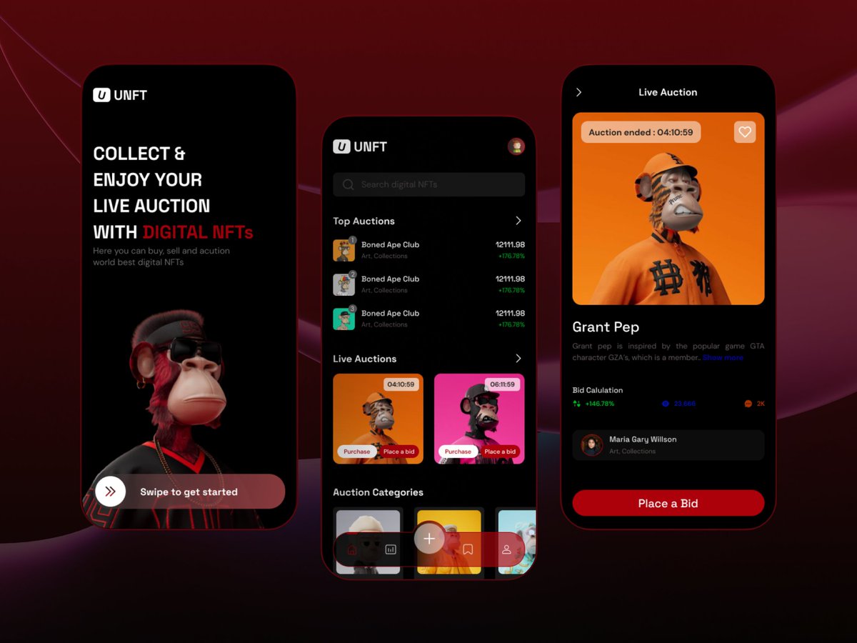 aveshuiux's tweet photo. NFT Game App UI/UX Design
.
An engaging and visually immersive gaming app interface designed to deliver smooth interactions, bold visuals, and a next-level user experience. Built to keep players hooked with intuitive design and energetic aesthetics.
. https://t.co/x8UX0NTC3z