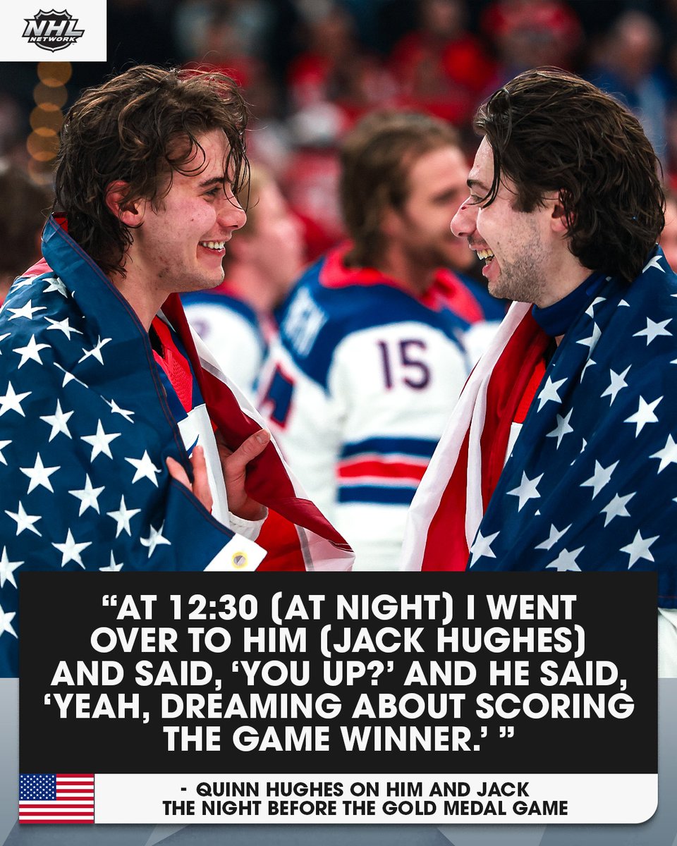 NHLMedia's tweet image. The moment Jack Hughes *literally* was dreaming about! 🚨🥇

#MilanoCortina2026 #WinterOlympics