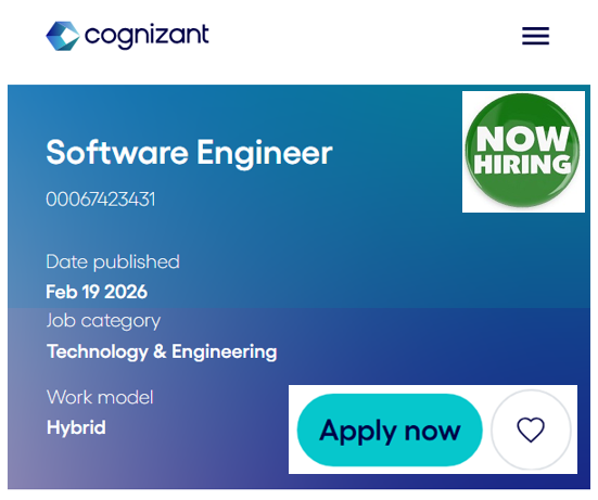 🚀 Cognizant #HiringFreshers 💻 Software Engineer 🎓 BE / BTech / Any ...