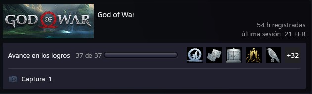 #godofwar completado todos los logros.
No había jugado otros pero esta bastante bonito y cuidado la historia y la relación de Kratos con su hijo.