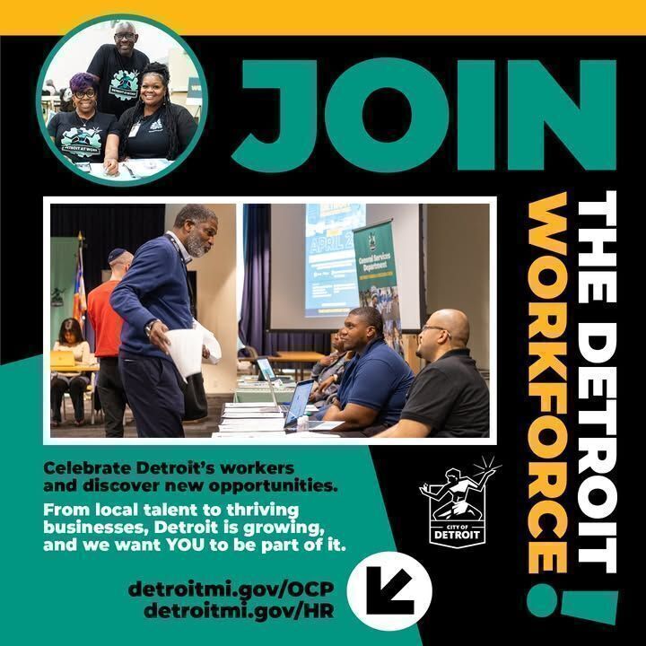 CityofDetroit's tweet photo. Detroit is hiring, and the opportunity is yours. ๐ผโจ
Join the workforce that is building the cityโs future, one job at a time.
๐ https://t.co/uxy0ZT9sbO
๐ https://t.co/wmDW9i3TkI
#DetroitJobs #WorkInDetroit #CityCareers #DetroitWorkforce https://t.co/Sm8PP6T3jr