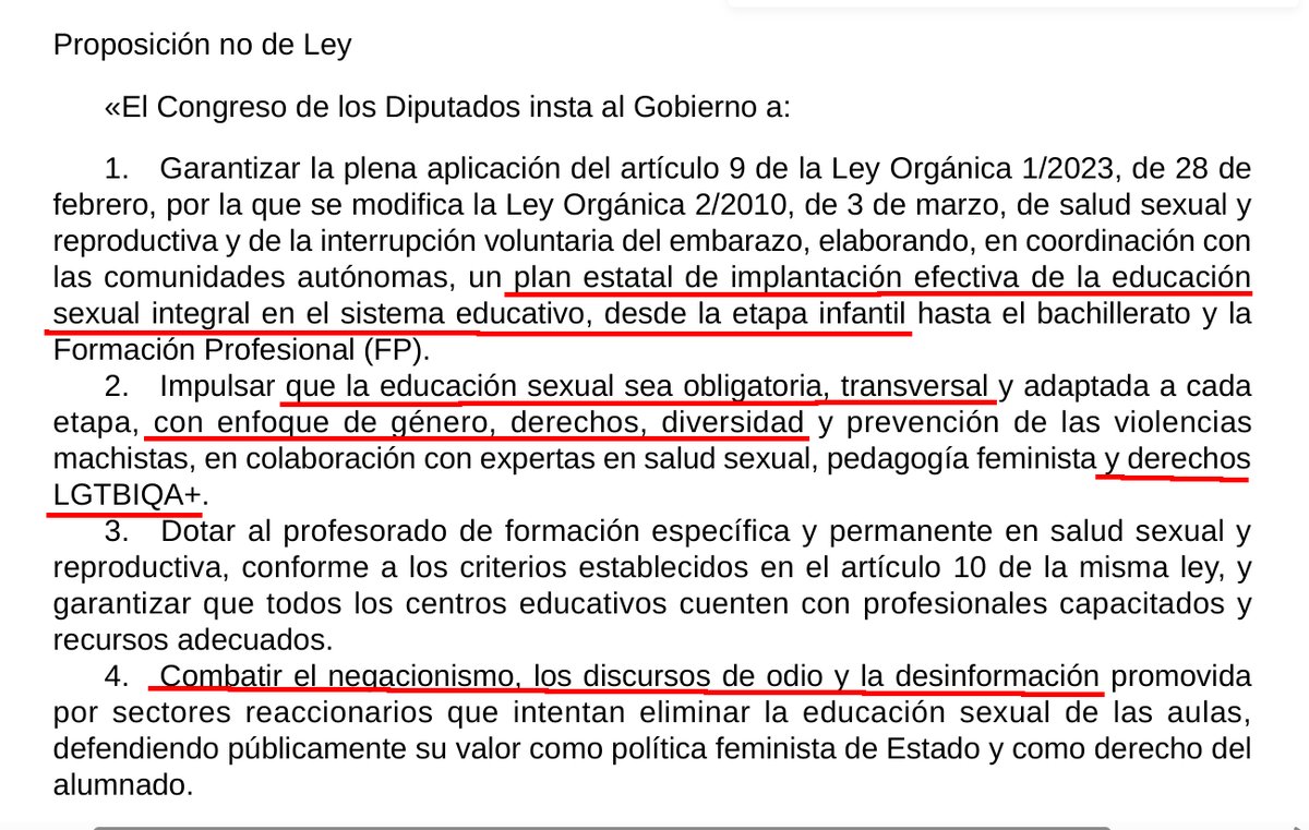 PODEMOS presentarà una proposició no de Llei per tal que l'educació sexual sigui obligatòria a partir dels 3 ANYS, desde una perspectiva de gènere i diversitat, que impartiran experts LGTBIQA+ i feministes.

Deixeu els nens en pau, psicòpates!!