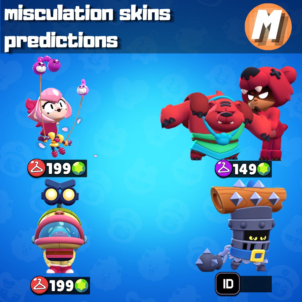 Misculation Brawl Stars skins predictions! 🔵👀

Prices are predictions only – actual prices/rarities may differ! ⚠️

Which One Will you Buy first? 🤔

#BrawlStars #brawltalk