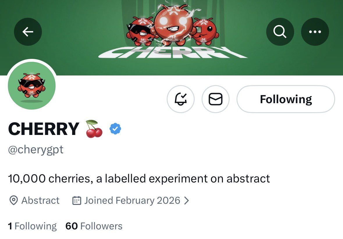 𝐄𝐚𝐫𝐥𝐲 𝐀𝐥𝐩𝐡𝐚 

<a href="/cherygpt/">CHERRY 🍒</a> - ( 60 followers )

- abstract 
- follow + drop EVM wallets 

• extra bonus for retweeting 

NFTs…