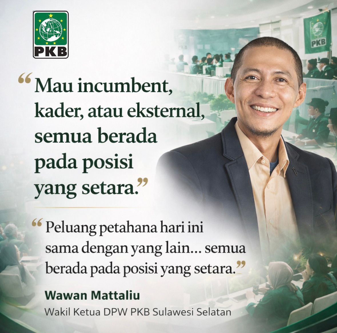 cullank's tweet photo. Peluang pertahana hari ini sama dengan yang lain. Semua berada diposisi setara
#dpwpkbsulsel #pkbsolusibangsa #gusmuhaimin #pkbrumahbersama https://t.co/Dm2xCxGqHp