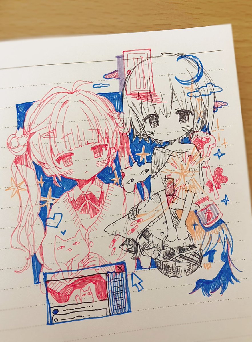 最近外出中の暇な時にちまちま描き足してる手帳絵です