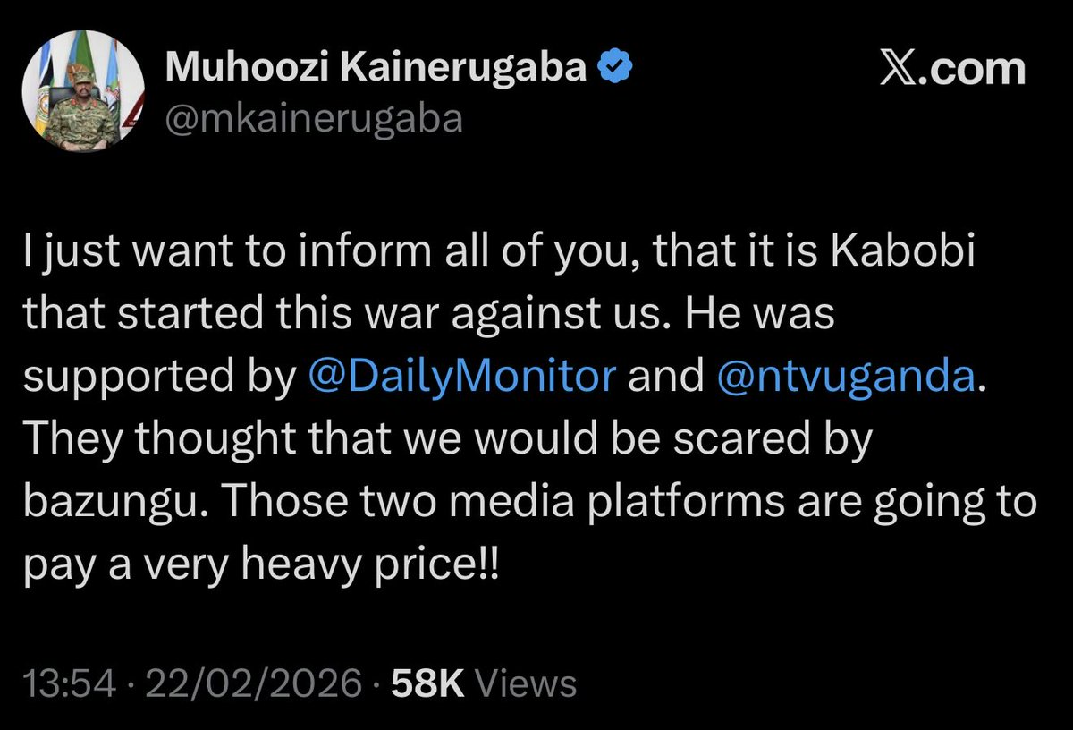 This is the head of Uganda’s military threatening the entire media. It is not merely limited to the specified <a href="/DailyMonitor/">Daily Monitor</a> and <a href="/ntvuganda/">NTV UGANDA</a>. It is as dangerous as it is absurd.