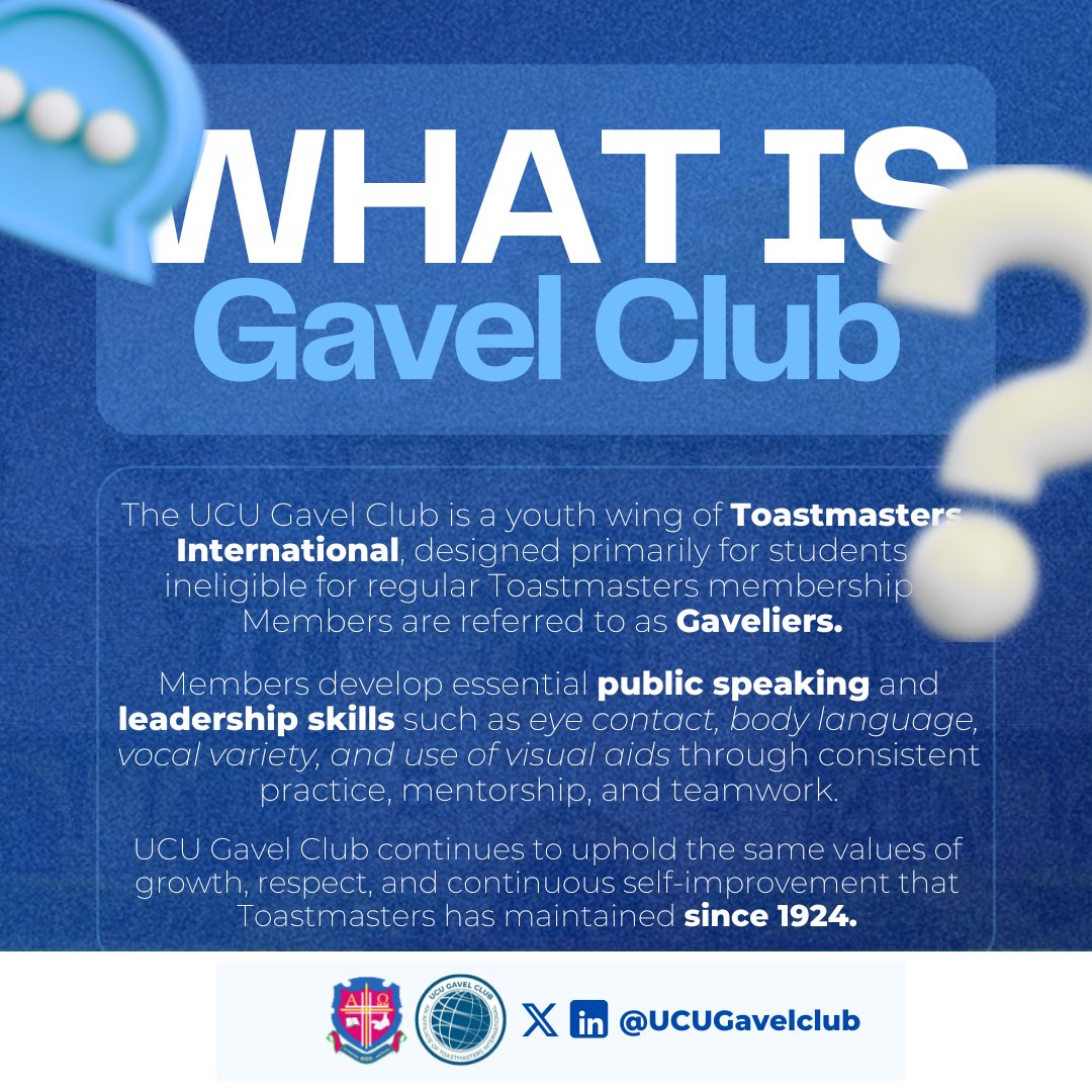 UCUgavelclub's tweet photo. 📌📌Curious about what we do @UCUgavelclub??

We're more than just public speaking, we're a community dedicated to transforming students into confident leaders and compelling communicators.

If you've ever wondered what we do, this is it. And we're just getting started! 🔥🔥 https://t.co/boZH6rHTWt