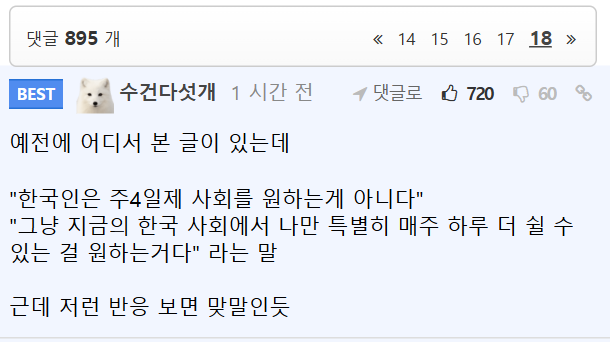 ??: "한국인은 주4일제 '사회'를 원하는게 아니다"