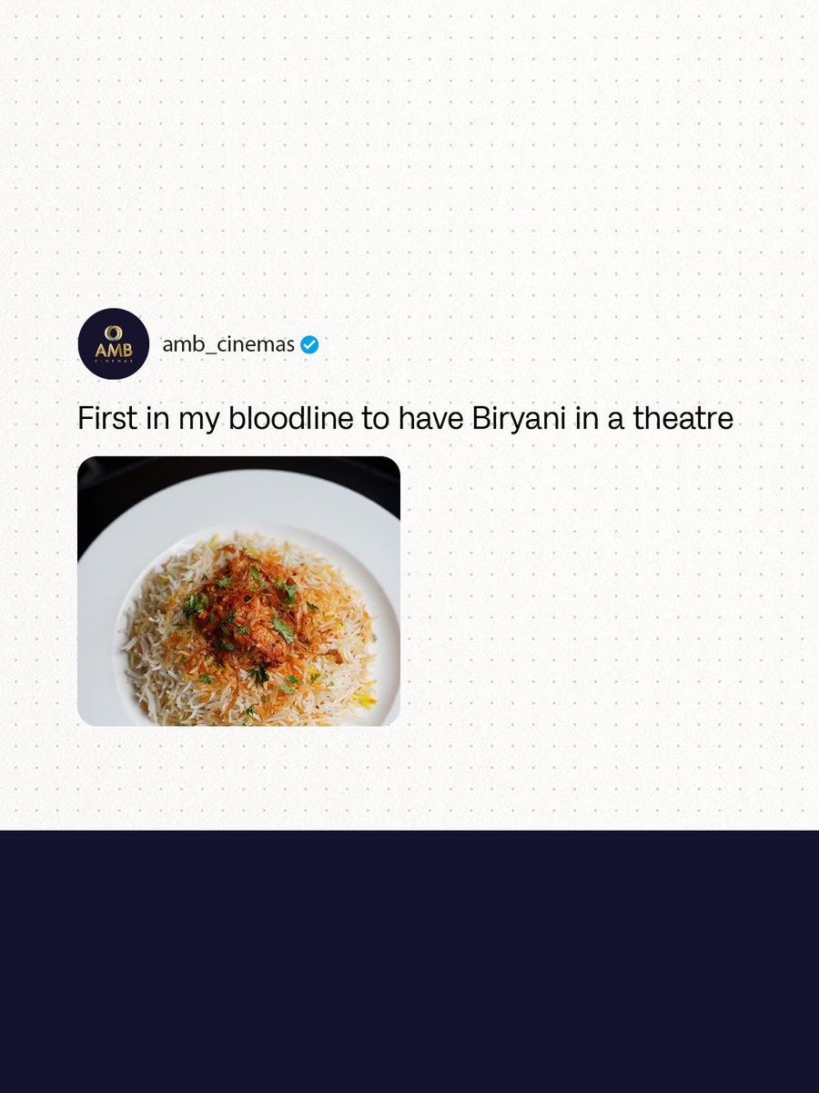 amb_cinemas's tweet image. First in my bloodline to actually write, 'First in my bloodline' 👍

#Trend #Biryani #DolbyCinema #Showers #AMBHyderabad #AMBBengaluru #AMBCinemas