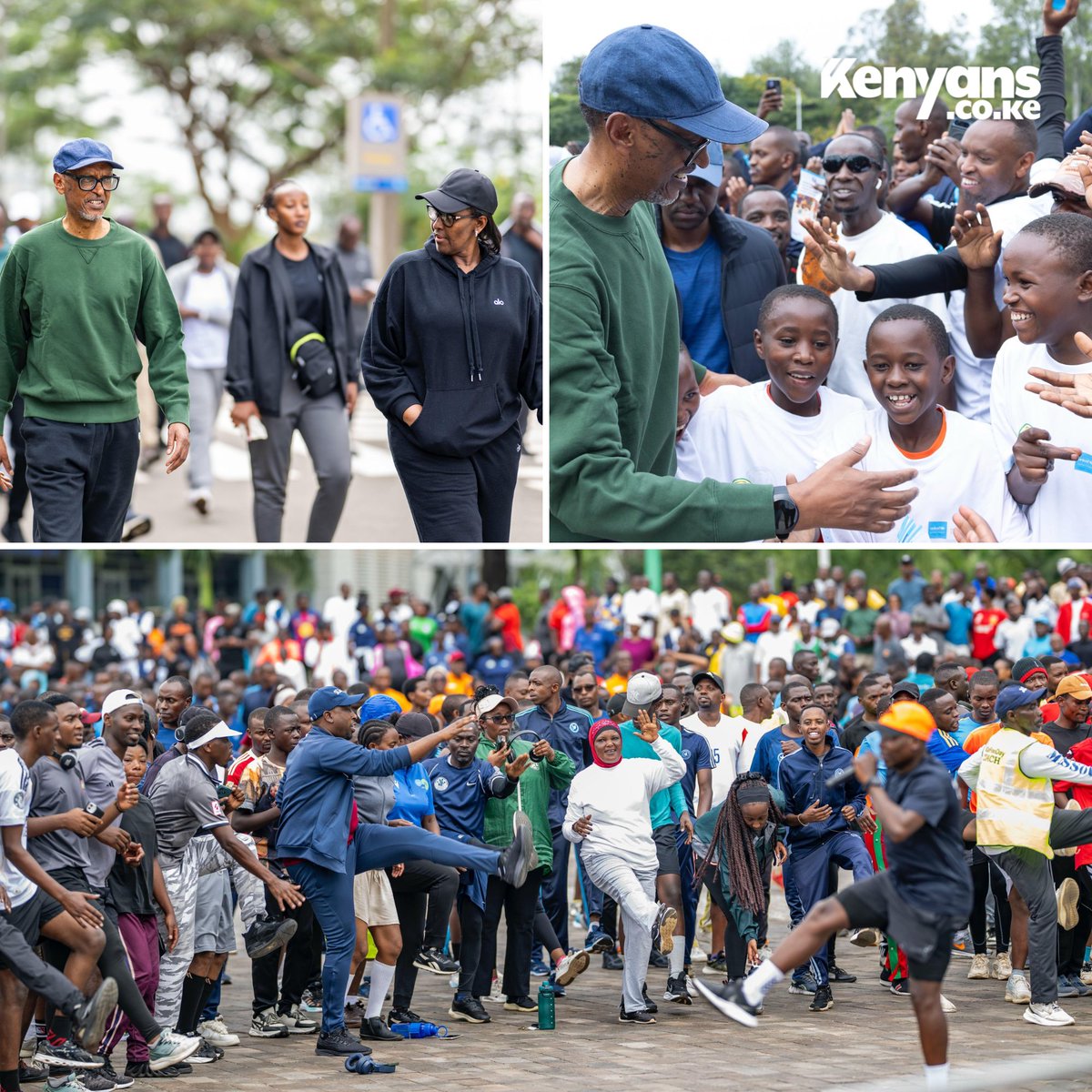 Kenyans's tweet photo. President Paul Kagame interacts with residents in Kigali while taking a walk during the city’s car-free day https://t.co/ZRcvatyTa2