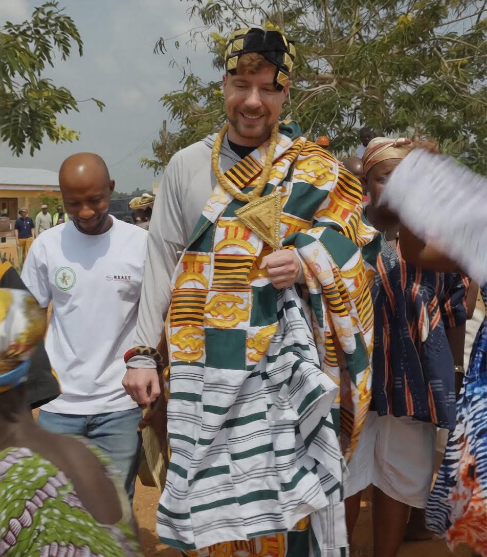 American YouTuber, Mr Beast has been conferred with the Chief of Development title in Ghana, after building a classroom to accommodate 250 students.