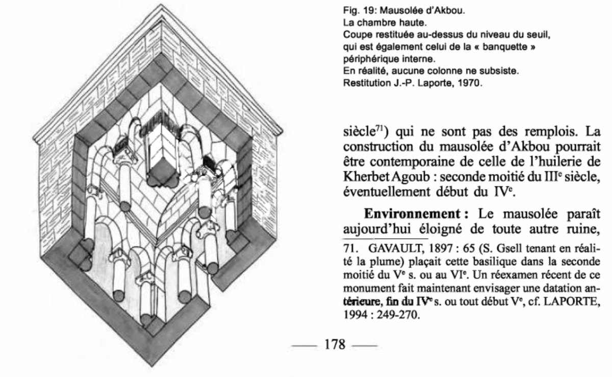 TMauretanian's tweet photo. The Mausoleum of Akbou, located in the Soummam Valley in Kabylia (Algeria), is a cubic, stepped funerary monument originally crowned by a pyramid. It is believed to have served as the tomb of a Romanized local chief. Built of finely cut stone and measuring just over 5 m on each side, the mausoleum stands on a rocky outcrop overlooking the plain. It originally had 4 identical façades with false doors facing the cardinal points; only the north door was functional and was topped by a white marble inscription, now badly damaged. The false doors were decorated with carved panels, including circular motifs enclosing a swastika symbol.
Inside, a vaulted chamber with engaged columns and Ionic capitals supports a barrel vault. A sort of lower crypt probably contained sarcophagi. Architectural details date the monument to the second half of the 3rd century or the early 4th century AD. (Photo Credit IG: @SightsofAlgeria)