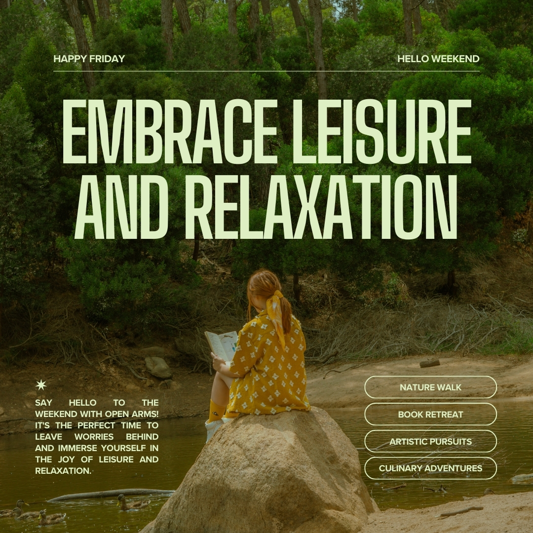 Self-care isn't selfish; it's necessary maintenance for a busy life. Use this weekend to pour back into yourself so you can start Monday at 100%.
