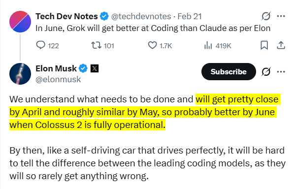 Grok coding timeline