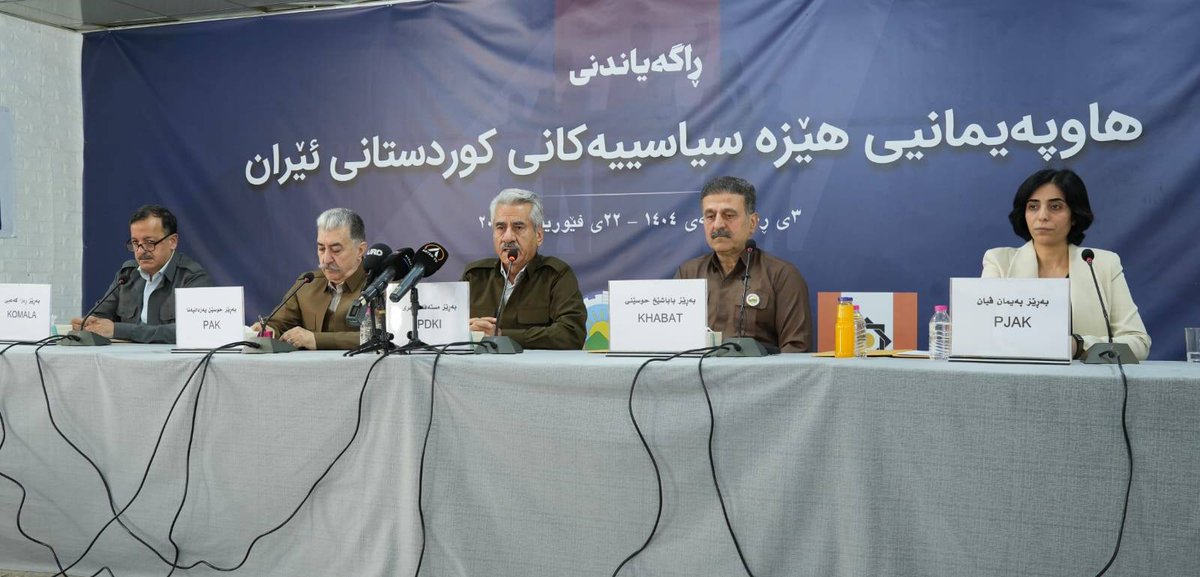 vvanwilgenburg's tweet photo. "Five Kurdish political parties in Rojhelat have announced the formation of the “Coalition of Political Forces of Iranian Kurdistan” in a joint statement. The new coalition was established after months of dialogue and consultations within the framework of the Dialogue Center for Cooperation Among the Political Parties of Iranian Kurdistan." - @RojhelatInfo_En