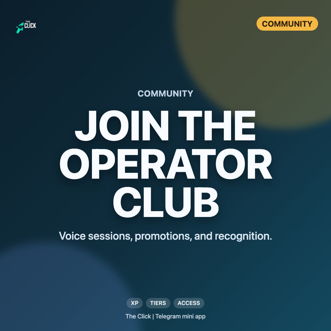 Telegram voice chats.
Tier promotions.
Funding badges.
Community recognition.
Not just an app.
A Telegram-native performance club.