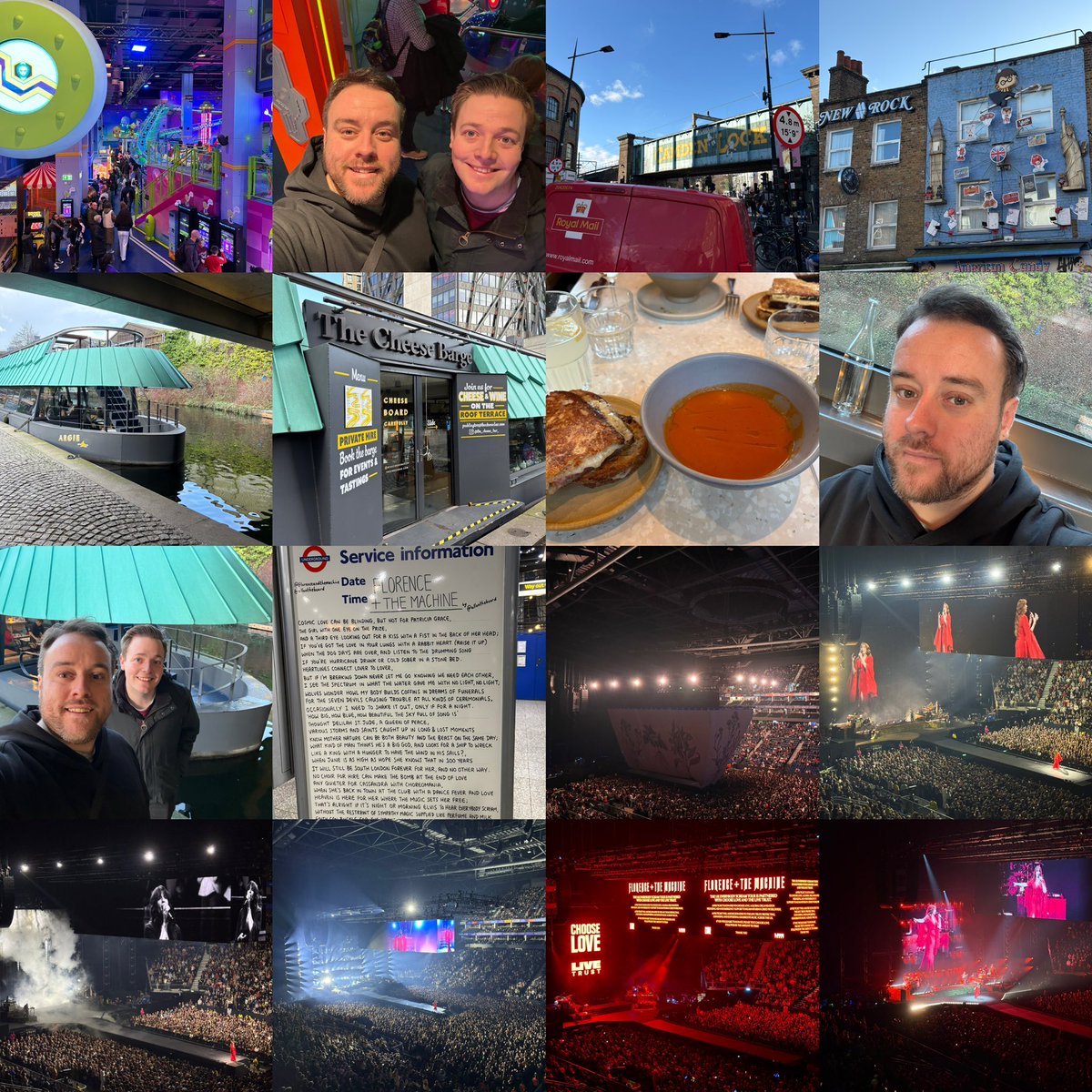 Amazing time in London visiting Babylon Park, Camden, eating at The Cheese Barge and watching Florence + The Machine at The O2 Arena <a href="/TheO2/">The O2</a>