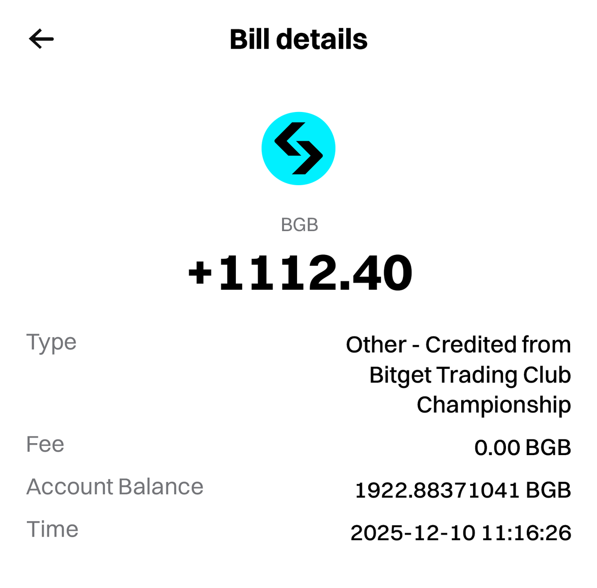 Tuần trước mình tham gia Bitget Trading Club Championship chỉ với volume trade khá bình thường. 

Không all-in, không đánh lớn.Kết quả là mình nhận được 917 BGB, tương đương khoảng 3.000 USD.Điều mình thấy thú vị ở event này của Bitget:

- Reward pool lớn
- Chưa