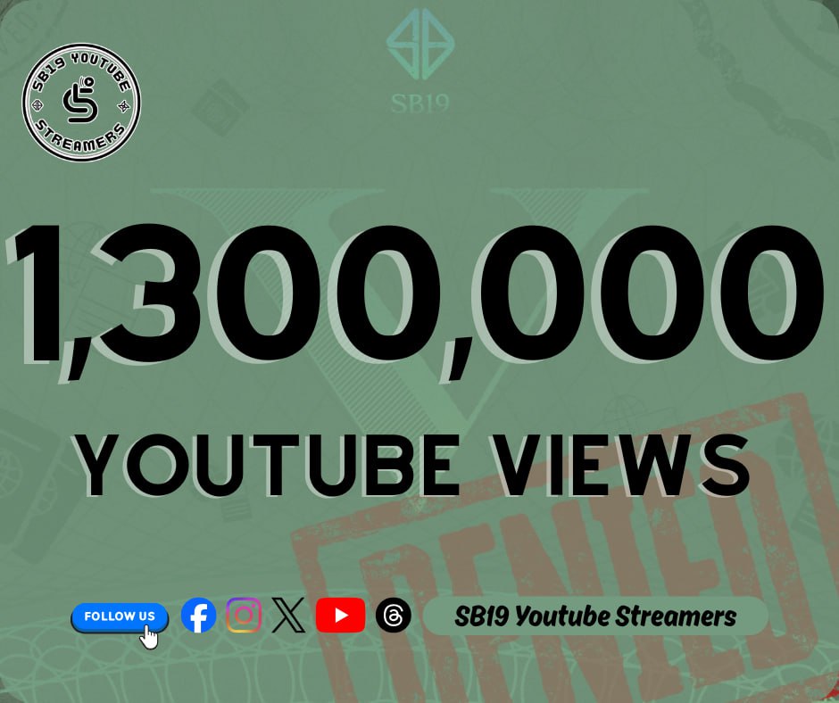 1.3 MILLION views and VISA is blazing trails! 💥 

SB19 turned rhythm into revelation, weaving truths into every beat. VISA reflects realities many overlook, yet transforms them into an anthem of strength.

Let the world hear this. Make it resonate ❤️‍🔥

✈️▶️