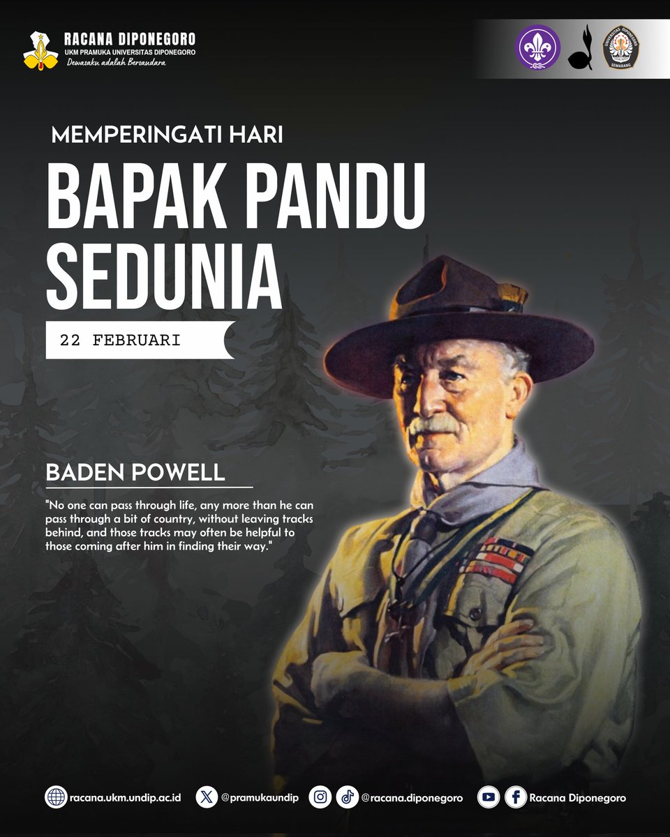 pramukaundip's tweet photo. [HARI BAPAK PANDU SEDUNIA]

Salam Pramuka!

Selamat Hari Bapak Pandu Sedunia. Mari kita terus meneladani semangat kepemimpinan, pengabdian, dan karakter yang diwariskan oleh Bapak Pandu Dunia, Robert Baden-Powell.
◝⁠(⁠⁰⁠▿⁠⁰⁠)⁠◜

⚜Racana Diponegoro⚜ https://t.co/oA3518uW1L