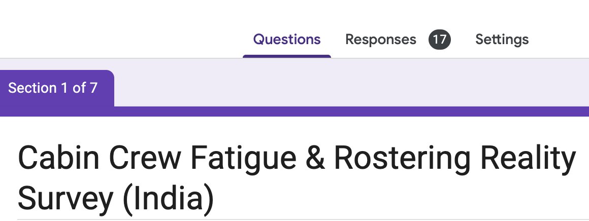 flyingamit's tweet photo. Many read, few click, I get it. Fatigue is sensitive.
But silence helps nobody. In week 1 we’ve had 17 responses. 
If you’re cabin crew, please add yours so the data reflects reality and not assumptions.
Anonymous by default. Not for discipline.
3–4 minutes. RT helps reach the right people.
DM for the link to the survey. #cabinCrew #Fatigue #Safety @SafetyMatters6