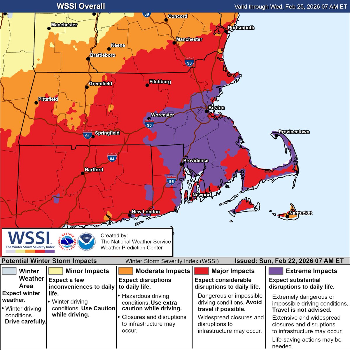 [Potentially Historic/Destructive Storm southeast of the BOS-PVD corridor] We are very concerned for areas southeast of the Boston-Providence corridor where wet snow combines with northeast wind gusts of 60-70 mph. Power outages &amp; tree damage. Worst conditions Mon 4 am to noon.
