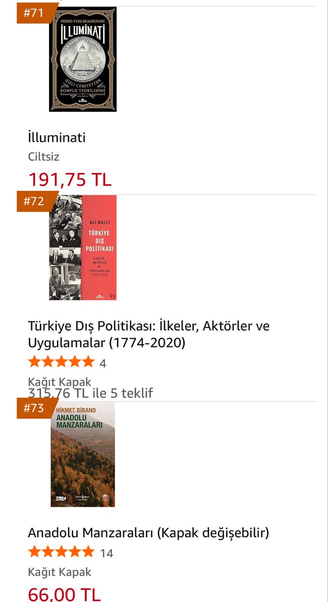 Amazon’da Tarih kitapları kategorisinde 71. sırada “İlluminati.” Şu anda daha hesaplı şekilde sipariş edebilirsiniz.