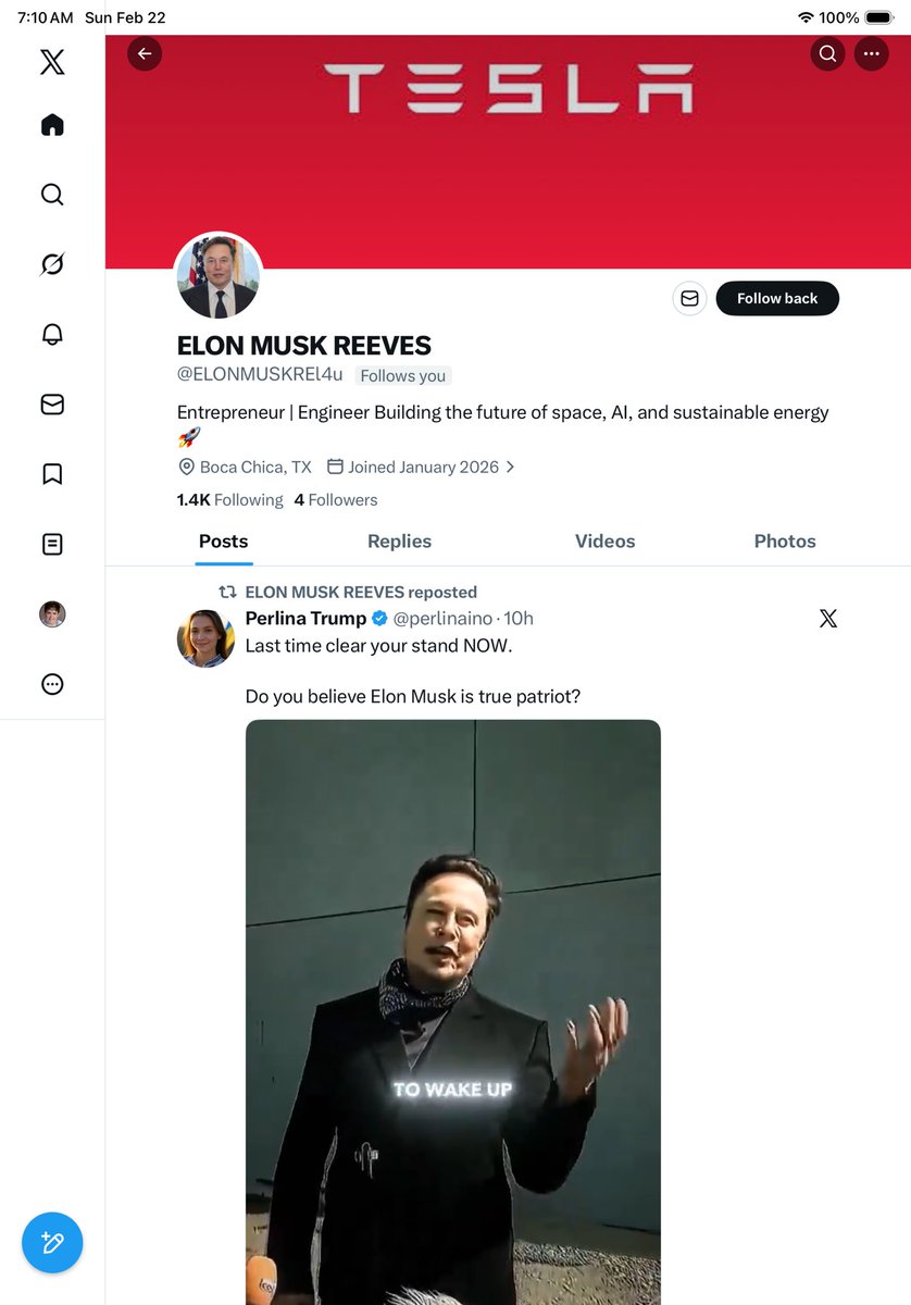 Jonsfriend4ever's tweet photo. Can someone BESIDES @ELONMUSKREl4u please explain to me when Texas became apart of NIGERIA, AFRICA & when #ElonMusk changed his last name from MUSK to REEVES (as in Keanu Reeves)….oh wait..it NEVER HAPPENED! @ELONMUSKREl4u is just a joke of a FAKE! #notelon, #staymediasafein2026 https://t.co/j3zLzOom0t