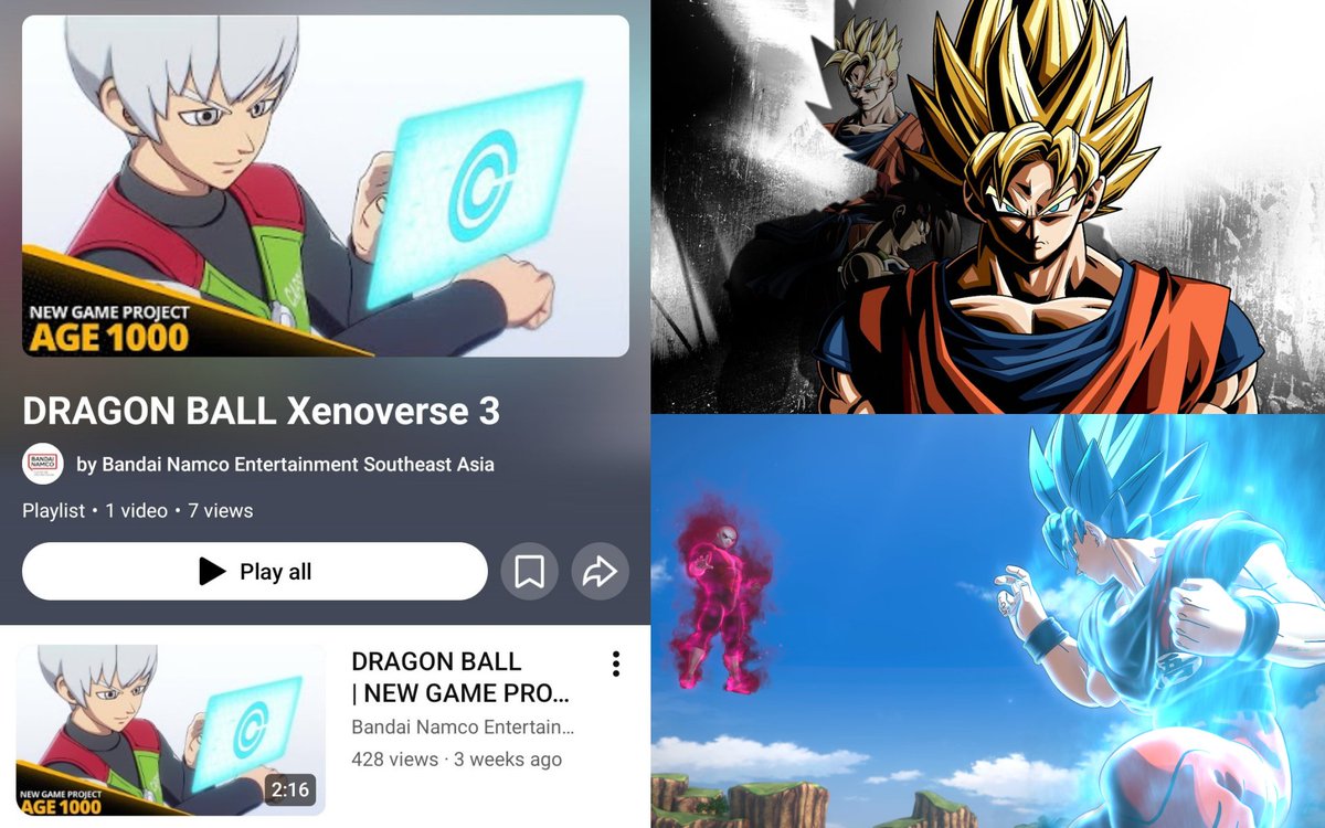 DB_Simplemente's tweet photo. DRAGON BALL XENOVERSE 3 

Parece increíble, pero Bandai Namco Southeast Asia podría haber filtrado por accidente Dragon Ball Xenoverse 3 en su canal de YouTube. Una nueva lista de reproducción incluye el tráiler de Project Age 1000, lo que sugiere que estarían revelando sin querer uno de los títulos más esperados por la comunidad.