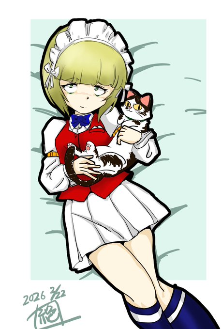 本日は #猫の日 ‼︎
ネコチャンの日であります‼︎
カトちゃんにネコチャンになって貰おうかとも思ったのですが
今回はネコチャン抱いて貰いました‼︎
ネコチャンカラーで描くの初めてですわ…
難しい…
これも修行でありますねぇ!
#ガルパン 
#カトラス 