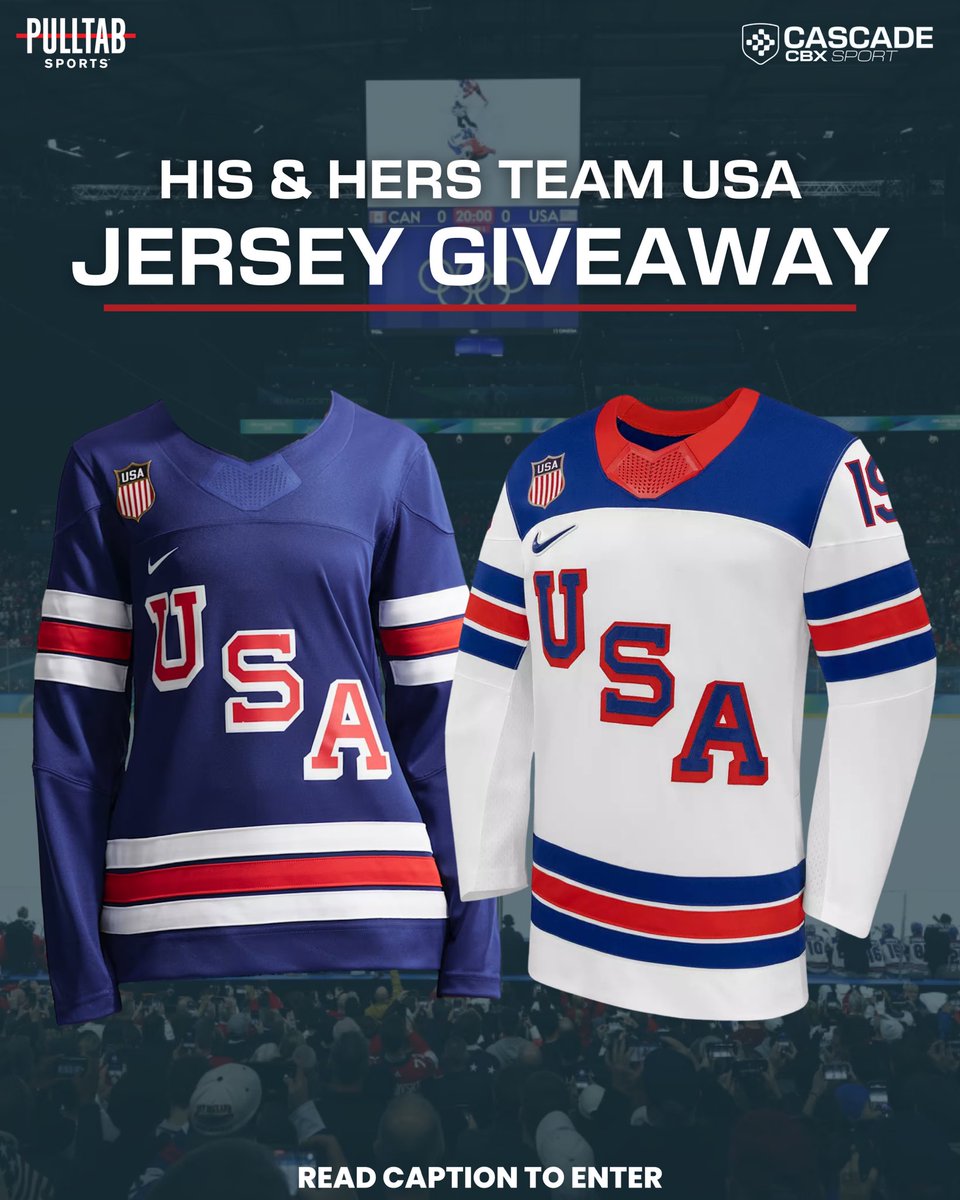TEAM USA JERSEY GIVEAWAY 🇺🇸 
Be a Patriotic Power Couple repping your red, white, and blue. 

TO ENTER:
1. ’Like’ this post
2. Follow <a href="/PulltabSports/">Pulltab Sports</a> and <a href="/cascadecbxsport/">Cascade CBX Sport</a> 
3. Tag your significant other or friend(1 entry for each tag)

BONUS ENTRY: Retweet!

Winner will be