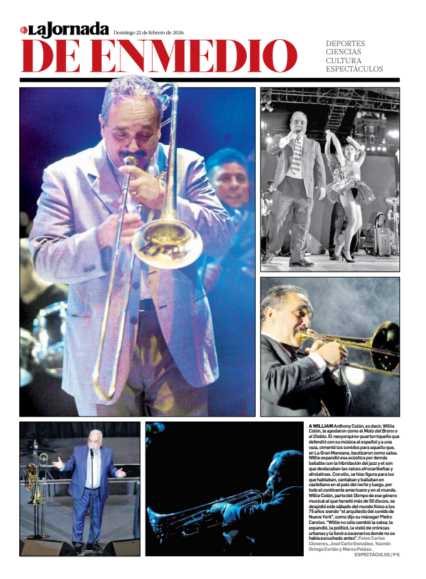 lajornadaonline's tweet photo. 🎺 🎼 Hoy en #LaJornadaDeEnmedio:

A William Anthony Colón, es decir, Willie Colón, le apodaron como el 'Malo del Bronx' o el 'Diablo'.

El neoyorquino-puertorriqueño que defendió con su música al español y a una raza, cimentó los sonidos para aquello que, en La Gran Manzana, bautizaron como salsa. Willie expandió esa acústica por demás bailable con la hibridación del jazz y el son que destacaban las raíces afrocaribeñas y afrolatinas. Con ello, se hizo figura para los que hablaban, cantaban y bailaban en castellano en el país del norte y luego, por todo el continente americano y en el mundo.

Más información:
https://t.co/4wDEfTXFki