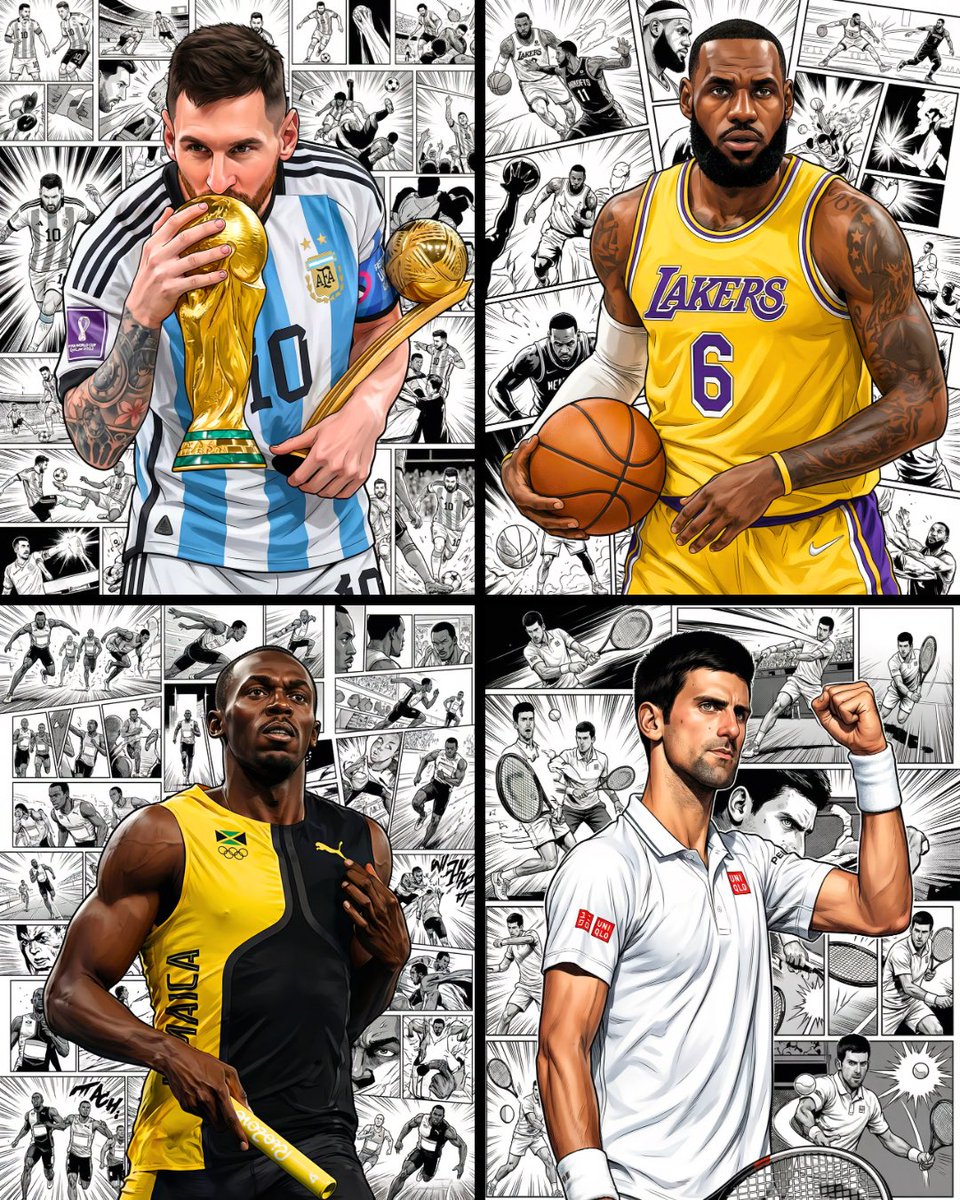 Sports comics panels